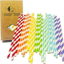 Blaue Gestreifte Papier-Trinkhalme – 100 Stück, 19,7 Cm Lang, 0,6 Cm Durchmesser, Plastikfrei, Für Cocktails, Parties & Dekoration