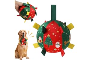 TECHEEL Hundeball Weihnachten Hundespielzeug Ball mit Griff Hund Fußball Hundeball Hundespielzeug Weihnachten Unzerstörbar Hundebälle Spielzeug Hunde Ball für kleine und mittelgroße Hunde