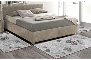 CONFEZIONI GIULIANA Conf. Giuliana - Tris Tappeto Moderno Stile Tirolese Camera da Letto scendiletto 3 tappeti Amore Cuori Grigio