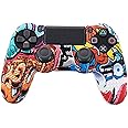 SKEIDO Gamepads Camouflage Case Graffiti Studded Dots Silicone Rubber Gel Skin for Sony PS4 Slim/Pro Controller Cover Case for Dualshock4 Cartoon game