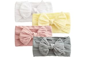 4 st Baby Turban Pannband Nyfödd Baby Rosett Pannband Mjuk Huvudbonad Elastiska Hårband