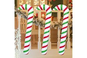 AUIRSHIKY Bastones Caramelo Inflables 3PCS 88CM Bastones Caramelo Gigantes Bastones Navidad Decoracion Bastón Caramelo Inflable Navidad Bastones de Navidad Hinchables para Navideños Fiesta Decoración (Verde)
