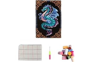 VIONNPPT Drache Serie Knüpfteppich Set Teppiche Knüpfen Kreuzstich Set für Kinder und Erwachsene, DIY Handgefertigt Knüpfset Latch Hook Rug Making Kit (Blau,60cmx40cm)