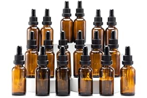 YIZHAO Ambra Bottiglie Contagocce Vetro 30ml, con Pipette Contagocce Vetro,per Oli Essenziali, Aromaterapia, Laboratorio, Fragranze, Cosmetici, Viaggio - 18 Pcs