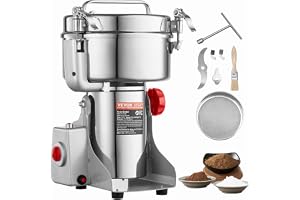 VEVOR 2 000 g elektrisk spannmål, kommersiell kryddkvarn, 3 400 W, pulvermaskin i rostfritt stål, för torr spannmål, kryddor
