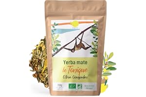 ORIGEENS ORGANIC YERBA MATE TEA WITH LEMON AND GINGER 200g - Le Tonique | Organic Unroasted Yerba Mate, Leaves, Without Stalks or Dust | Energy and Detox Drink