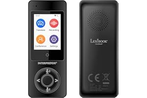 Lexibook-NTL2000 Lexibook Interpretor, Traducteur Parlant instantané Vocal 75 Langues, Écran Tactile, Mode conférence, Prise Casque, Bluetooth, WiFi, Noir, NTL2000
