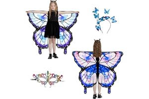 LYL. Ling Butterfly Wings For Girls, Double-Sided Fairy Wings, Halloween Costumes for Kids, Butterfly Costume for Girls