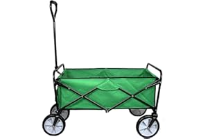 MONSTER SHOP Carro de Jardín Plegable Verde para Jardinería Paisajismo Carrito Carretilla de Jardin Transporte Plantas y Herramientas Capacidad 70 kg con Funda Impermeable Ruedas Giratorias 360° con Guantes GRATIS