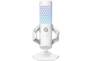 ASUS ROG Carnyx Micrófono USB Gaming (cápsula de Condensador de 25 mm, 192 kHz/24 bits, cardioide, Filtro de Paso Alto, Filtro antipop, Soporte metálico antichoque, Aura Sync RGB), Blanco Lunar