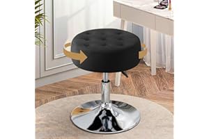 ‎CKAFF Ckaff Schminkhocker, Schminktisch Hocker, Schminkstuhl Höhenverstellbar Drehbar, Breiter Barhocker aus Samt Rund Bürohocker Arbeitshocker Küchenhocker für Schlafzimmer Wohnzimmer Bar, Schwarz