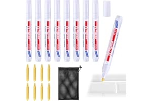 PKCHYE 8 Unidades Blanqueador de Juntas Azulejos, Limpia Juntas Baldosas, Bolígrafo de Lechada Rotulador para Azulejos Baño, Marcador de Juntas de Azulejos(blanco)