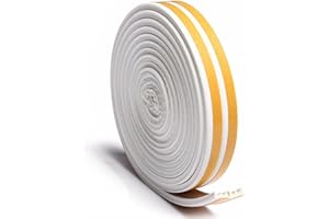 ZOPHEN Taśma uszczelniająca do drzwi, 10 m, samoprzylepna uszczelka okienna, drzwi, okna, ochrona przed kolizją, gumowa pianka, paski, izolacja akustyczna, taśma uszczelniająca, samoprzylepna (E-biała)