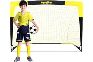 Happy Jump Pop Up Football Goals – Portable Soccer Nets Foldable Garden Football Posts for Outdoor Training (3x2 to 7x5 FT)