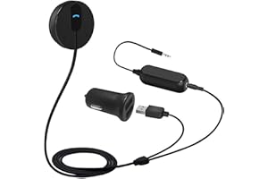 Besign BK01 Receptor Bluetooth Kit de Coche Manos Libres, Adaptador Bluetooth con Conector de Entrada Auxiliar (3.5 mm), Base Magnética y Aislador de Reducción de Ruido para Sistema de Audio de Coche