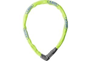 ABUS Kettenlås Steel-O-Chain 5805C, 75 cm, Gul/Grön | Cykellås med sifferkod, 5 mm fyrkantskedja, hållbara 2-komponents siffe