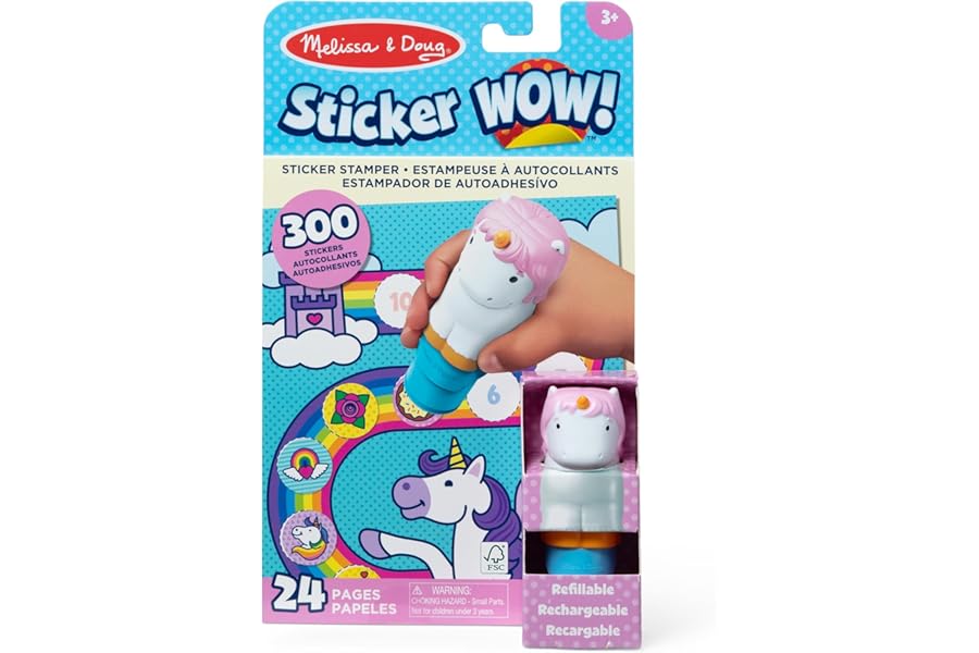 Melissa & Doug Sticker Wow Stamper & Activity Pad - Unicorn | Book for Children, Travel Toys for Kids | Age 3+ - FSC Certified