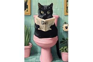 DAERLE 5D Diamond Painting Divertido Gato Negro, Kit Completo de Pintura de Diamante para Adultos, Gato de baño, DIY Cristal Pintura De Diamante Para, Decoración De Pared Del Hogar 30x40cm