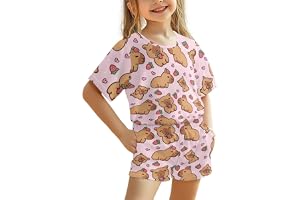 Uacyareni Pyjamas för flickor, sommar, shorts set, bekväma, 2 delar, nattkläder, 3-16