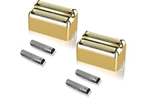 BESTBOMG Lamina di ricambio per rasoio da 2 pezzi e lame compatibili con BaBylissPRO Double FXFS2 Sostituzione della lamina di metallo per rasoio (oro-2 pezzi)