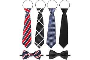 Hifot papillon ragazzo Cravatte Bambini set, regolabile nero rosso blu Cravatte ragazzo 4 pezzi + papillon bambini 2 pezzi