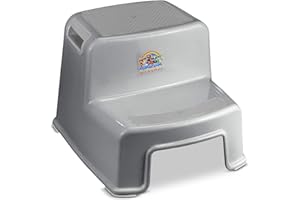 DR. WELLTHY Lama Sam & Friends - Marchepieds pour Chambre de bébé, Marche Pieds Enfant 2 Marches Antidérapant pour Apprentissage de la Propreté (Blanc-Gris)