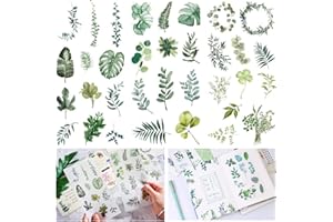 KAYAN 18 Blatt Sticker Fotoalbum Blätter Deko Aufkleber Hochzeit Gästebuch Klein Blätter Sticker Deko Blatt Grün Pflanzen Grünpflanze Aufkleber Sticker für Scrapbooking Fotoalbum Stickerbuch Stickeralbum