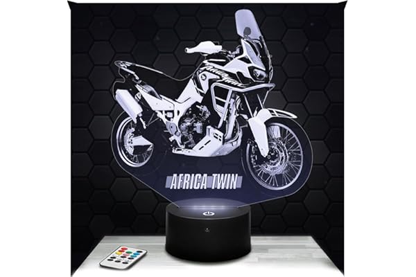 Lampephoto.fr - Lámpara 3D Moto Africa Twin H Decoración Motociclista, Idea Regalo Hombre objeto Moto Africa Twin H Lámpara de Noche Adulto Decoración Cuarto Idea Regalo Navidad Hombre Original TOP