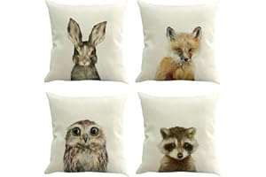 CALIYO Kissenhülle 50x50 cm 4er Set, Kissenbezug Leinenlook für Zierkissen Dekokissen Sofakissen Couchkissen, Kissenbezüge Bedruckt Adventure Schatzsuche（Little Sweeties）