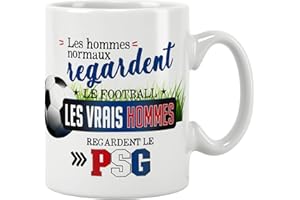 JOLI MUG - Mug foot - les vrais hommes regardent le PSG (PARIS). Cadeau, Anniversaire, Noël, fête. Pour amis, famille/Tasse. Cadeau original. Prix mini. Céramique haute qualité 11oz. 320 ML (PSG)