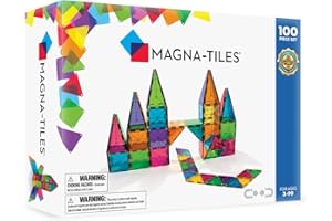 MAGNA-TILES Classic 100-Piece Magnetic Construction Set, The ORIGINAL Magnetic Building Brand, Rainbow