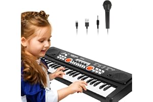m zimoon Teclado Pianos 49 Teclas, Piano Electrónico con micrófono, Electrónico Música Teclado Piano Cumpleaños Regalos del día de Navidad Edad para Niños de 3 a 12 Años, Niñas y Niños