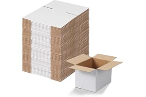 EYMPEU Cajas de Cartón 17,8x12,7x12,7cm Con Tapa, Pack 40 Cajas Pequeñas Onduladas, Blanco