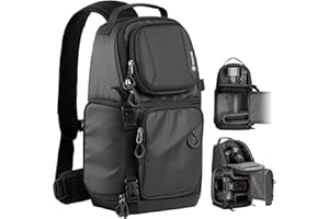 TARION Bolsa para cámara Sling Camera Bolso bandolera Impermeable Foto Mochila Reflex con Protección de la lluvia, Bolsa de Cámara Compatible con DSLR SLR Cámara Trípode (TR-S, Negro)