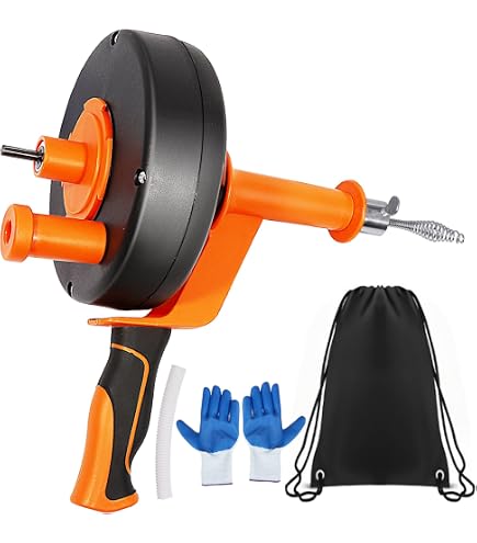 Rohrreinigungsspirale 7,6m mit Bohraufsatz, Flexibles 2-in-1 Antriebsmodus (Elektrisch & Manuell),Metalltrommel Rohrreinigungsspirale 7,6m mit Bohraufsatz, Flexibles 2-in-1 Antriebsmodus (Elektrisch & Manuell),Metalltrommel