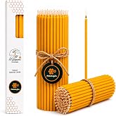 Petekoğlu 15 Adet Sarı Balmumu Mum (Beeswax Candle) İnce Uzun Dilek Pasta Nişan D&uuml;ğ&uuml;n Rit&uuml;el Mumu