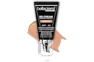 BELLAPIERRE COSMETICS bellapierre BB Cream with SPF 20 - Tinted Sunscreen, Concealer, Matte Foundation, & Moisturizing Face Cream | Lightweight Formula + Pump Top Applicator | Non-Toxic & Paraben Free - 48 ML - Medium