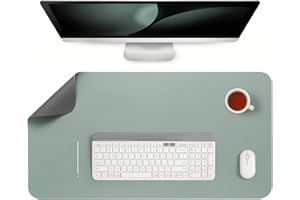 Jumdast Schreibtischunterlage, Doppelseitigen Rutschfeste Tischunterlage Multifunktionales Office Mousepad Laptop Schreibunterlage Kunstleder Schreibtischmatte (Grau Salbeigrün, 40 x 80 cm)
