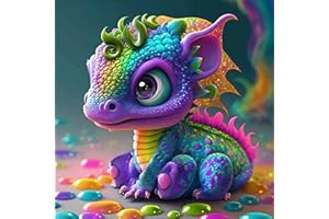 DAERLE 5D DIY Diamond Painting Kit Completo Dragón, 5D Pintura Cuadro Diamante Dragón bebé Art Rhinestones Bordado Punto de Cruz Pintura Painting para Decoración Hogar 30x30cm