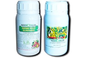 NEEM ITALIA Olio di neem solubile e sapone molle di potassio - orto, piante, colture, fiori (Neem Solubile 250ml + sapone di potassio per Insetti 250gr)