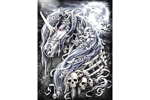 HUASHUZI 5d DIY diamond painting scheletro unicorno halloween diamanti painting kit arte pittura diamante foto ricamo punto croce per adulto foto poster decorazioni per la decorazione