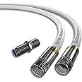 Oren Coaxial Cable 2m RG6 HD103 A++ Trishield – White - with Cabelcon Connectors and Adapter – Weatherproof – for Satellite and Digital TV, Aerial, Broadband, and High Speed Internet Connections