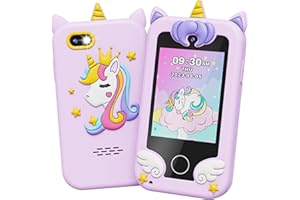 UCIDCI Kids Phone for Girls Toy Phone with Dual Camera, Toddler Mini Phone Toys with Learning Games, Travel Toys with MP3 Music Player for Christmas, Birthday Gifts for 3 4 5 6 7 Year Old Boys