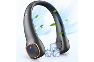 Dancial USB Ventilator,Mini Hals-Ventilator mit 4000mAh Akku,Tragbarer Ventilator mit 3 Geschwindigkeiten, Freihand-Ventilator für Wandern, Outdoor-Sport, Reisen, Haus, Bür(Grau)