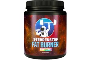 ‎STERRENSTOF Sterrenstof Fat Burner – Funkige Zitrusfrüchte – Fettverbrenner Appetitzügler mit L-Carnitin, L-Tyrosin, L-Theanin, Grüntee-Extrakt, Koffein – Schnell abnehmen, Diät, 300g Pulver, 50 Portionen