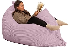 bananair - Pouf Poltrona a Sacco - Imbottitura in Schiuma, Molto Confortevole - Tessuto Morbido, Velluto a Coste - Fodera Lavabile - Pouf Divano Gigante (180 x 140 cm, Rosa)