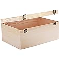 14" x 10" x 6.5"- Large Wooden Box with Hinged Lid - Unfinished Wood Box - Pine Wood Boxes for Crafts - Wooden Storage Box - DIY Memory Box - Wooden Keepsake Box - Cajas De Madera Stash Jewelry Box