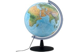 Tecnodidattica - GIGAGLOBO 40 | Globe Lumineux et Pivotant | Cartographie Physique et Politique | Textes en Italien | Grande Taille | Diamètre 40 cm