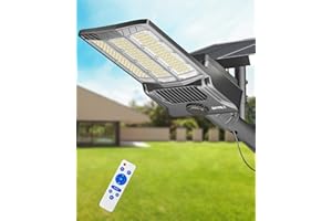 JAYNLT Y-11000W Farolas Solares Exterior, 6500K Foco Solar Exterior con Control Remoto, IP67 Impermeables Farola Solar Potente, Luces Solares LED para Patio, Calzadas, Calle