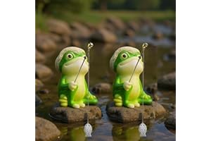Guidre Lot de 2 Figurines de Jardin décoratives,Pêcheurs Mini étang,pour, Paysage,Statue de Grenouille Decoration,décoration d'étang Balcon, décoration de la Maison,terrasse